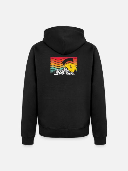 Paragliding Paragliding Paragliding Retro - Unisex Premium Organic Zip Hoodie - black