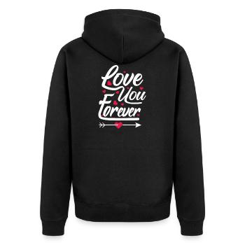 Love You Forever - Unisex Premium Organic Zip Hoodie - black - Back - Nico (187cm)