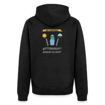 Wetterfrosch Frosch Wetterbericht Spruch - Unisex Premium Bio Zip Hoodie - Schwarz - Hinten - Nico (187cm)