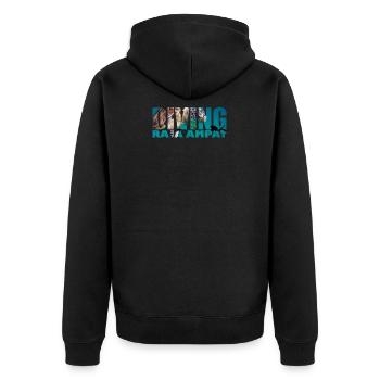 DIVING RAJA AMPAT Tauchen mit Schildkröten Design - Unisex Premium Bio Zip Hoodie - Schwarz - Hinten - Nico (187cm)