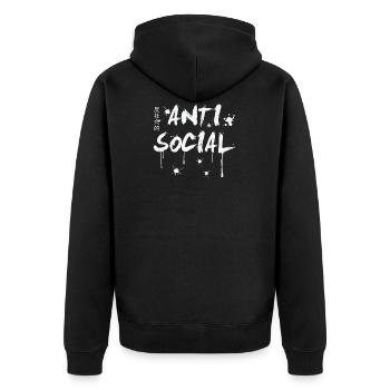 anti socialAnti Social. Goth japanische Ästhetik - Unisex Premium Bio Zip Hoodie - Schwarz - Hinten - Nico (187cm)