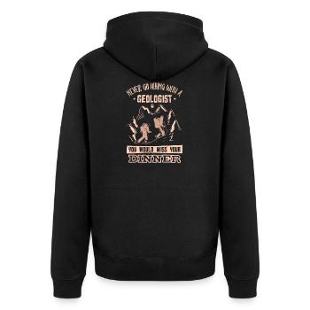 Quote for geologists and geology students - Unisex Premium Organic Zip Hoodie - black - Back - Nico (187cm)