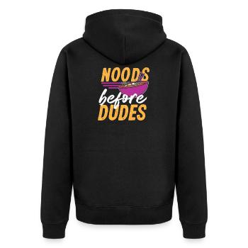 Ramen Männer - Unisex Premium Bio Zip Hoodie - Schwarz - Hinten - Nico (187cm)