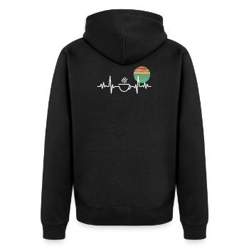 Kaffee Coffee Herzschlag Kaffeetrinker Liebhaber G - Unisex Premium Bio Zip Hoodie - Schwarz - Hinten - Nico (187cm)
