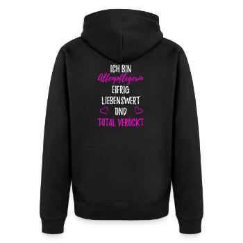 Altenpflegerin - Pflege - Unisex Premium Bio Zip Hoodie - Schwarz - Hinten - Nico (187cm)