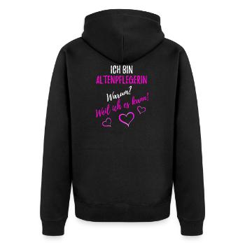 Altenpflegerin - Pflege - Unisex Premium Bio Zip Hoodie - Schwarz - Hinten - Nico (187cm)