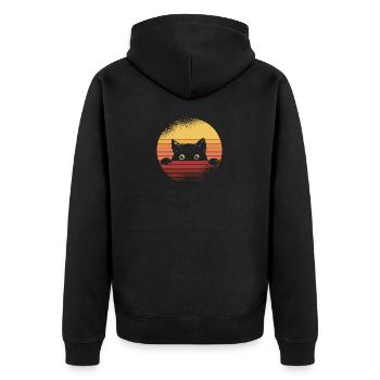 Schwarze Katze - Unisex Premium Bio Zip Hoodie - Schwarz - Hinten - Nico (187cm)