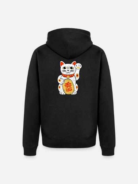 Japan Lucky Cat Japanese Maneki Neko Good Luck Cha - Unisex Premium Organic Zip Hoodie - black