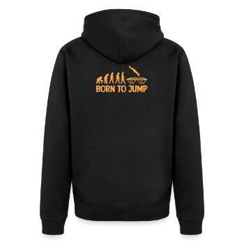Trampoline jumping saying evolution - Unisex Premium Organic Zip Hoodie - black - Back - Nico (187cm)