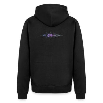 Violin Viola Cello Bass Artistic Music Sound Wave - Unisex Premium Bio Zip Hoodie - Schwarz - Hinten - Nico (187cm)