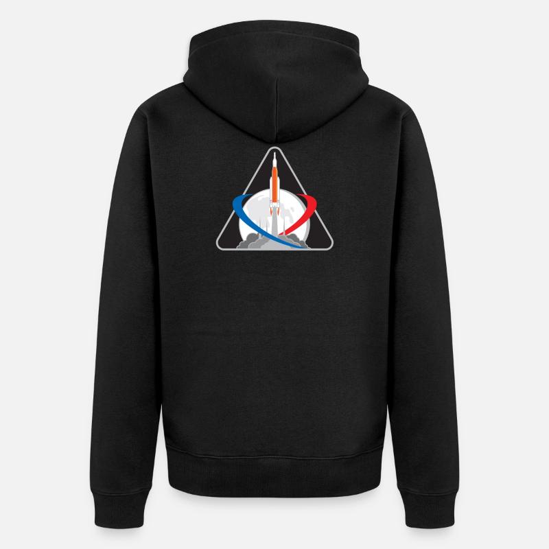 Mission d'exploration de la NASA Artemis Moon Space Rocket - Veste à capuche bio Premium Unisexe - noir
