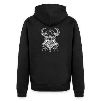 Viking Norse Odin Warrior Viking Gift - Unisex Premium Organic Zip Hoodie - black - Back - Nico (187cm)