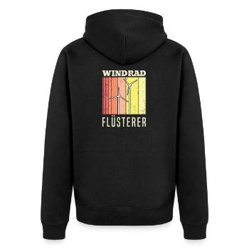 Windpark Windrad Windkraft - Flüsterer - Unisex Premium Bio Zip Hoodie - Schwarz - Hinten - Nico (187cm)