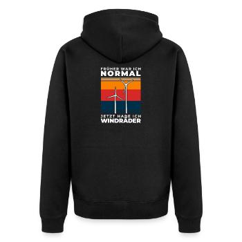Windpark Windrad Windkraft - Früher normal - Unisex Premium Bio Zip Hoodie - Schwarz - Hinten - Nico (187cm)