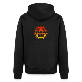 Buzzer 69 - Unisex Premium Organic Zip Hoodie - black - Back - Nico (187cm)