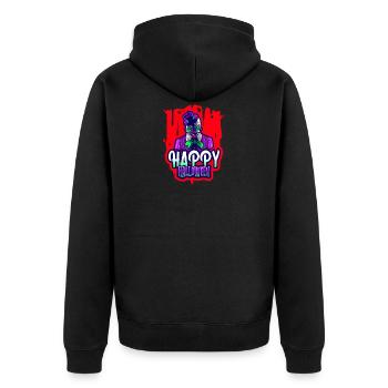 Happy Halloween Horror gruseliger Grusel Clown - Unisex Premium Bio Zip Hoodie - Schwarz - Hinten - Nico (187cm)