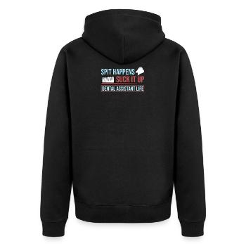 Zahnarzt Zahn Zähne Zahnärztin Arzt Zahnarzthelfer - Unisex Premium Bio Zip Hoodie - Schwarz - Hinten - Nico (187cm)