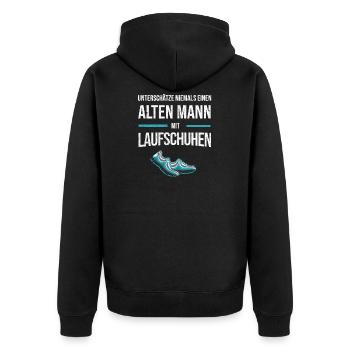 Marathonläufer Marathon Laufgruppe Läufer Geschenk - Unisex Premium Bio Zip Hoodie - Schwarz - Hinten - Nico (187cm)