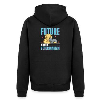 Future Veterinarian Vet Student Funny Dogtor - Unisex Premium Organic Zip Hoodie - black - Back - Nico (187cm)