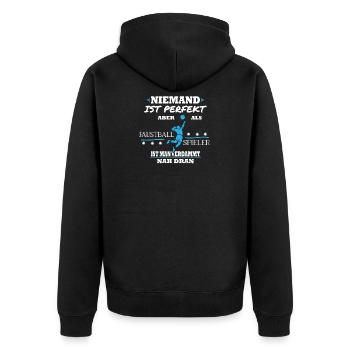 Faustball Fausballspieler Perfekt Fistball Motiv - Unisex Premium Bio Zip Hoodie - Schwarz - Hinten - Nico (187cm)