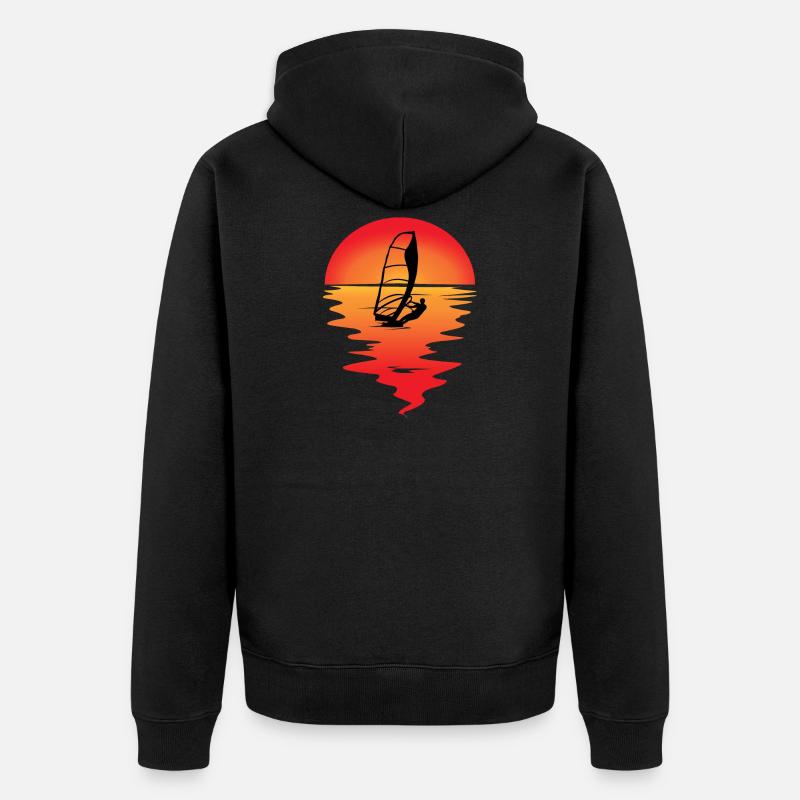 Windsurfer Sunset Windsurfing Windsurfing Gift - Veste à capuche bio Premium Unisexe - noir