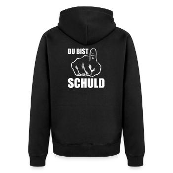 Du bist Schuld - Unisex Premium Bio Zip Hoodie - Schwarz - Hinten - Nico (187cm)