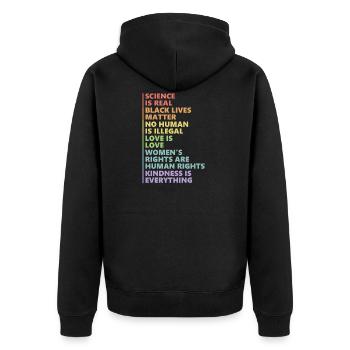 Kindness is EVERYTHING Science is Real - Veste à capuche bio Premium Unisexe - noir - Dos - Nico (187cm)