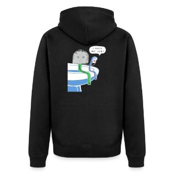 I hate my job | I hate my job - Unisex Premium Organic Zip Hoodie - black - Back - Nico (187cm)