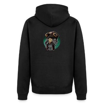 Rooster with steampunk motif - Unisex Premium Organic Zip Hoodie - black - Back - Nico (187cm)