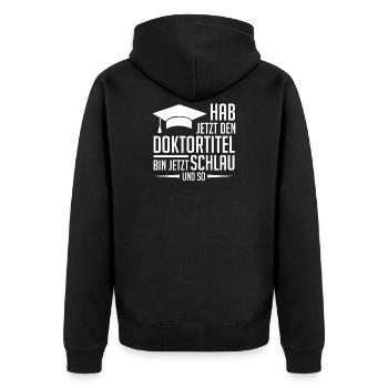 Doktortitel Doktor Promotion - Unisex Premium Bio Zip Hoodie - Schwarz - Hinten - Nico (187cm)