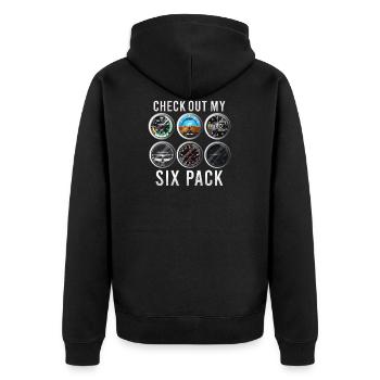 Lustiger Check Out My Six Pack Flugzeugpilot - Unisex Premium Bio Zip Hoodie - Schwarz - Hinten - Nico (187cm)