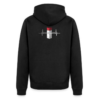 Kubb Wikingerschach Spiel - Unisex Premium Bio Zip Hoodie - Schwarz - Hinten - Nico (187cm)