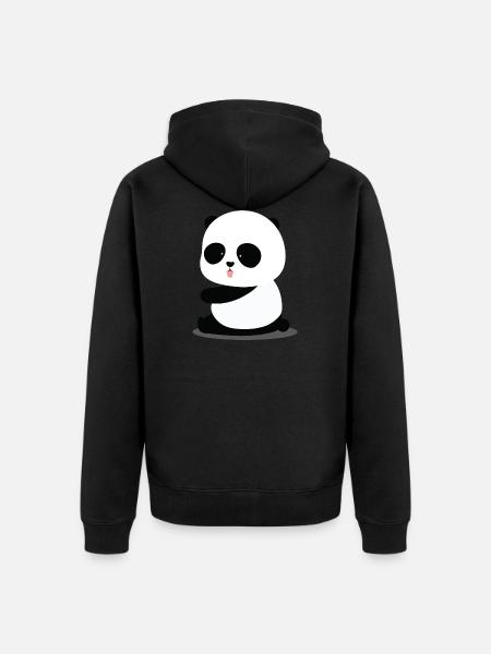 Panda cute - Unisex Premium Organic Zip Hoodie - black
