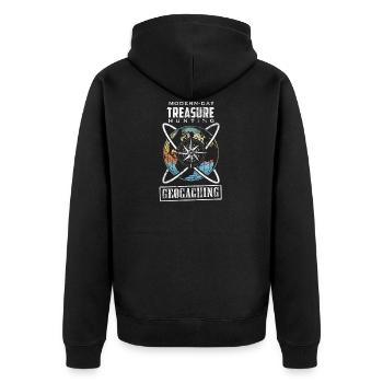 Geocaching Geocacher Geocache GPS gift idea - Unisex Premium Bio Zip Hoodie - Schwarz - Hinten - Nico (187cm)