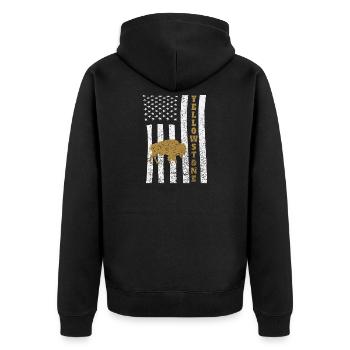 Yellowstone Buffalo American Flag - Unisex Premium Organic Zip Hoodie - black - Back - Nico (187cm)