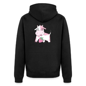 Strawberry Cow - Unisex Premium Bio Zip Hoodie - Schwarz - Hinten - Nico (187cm)