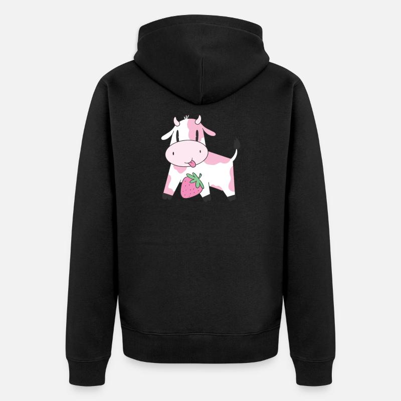 Strawberry Cow - Unisex Premium Bio Zip Hoodie - Schwarz