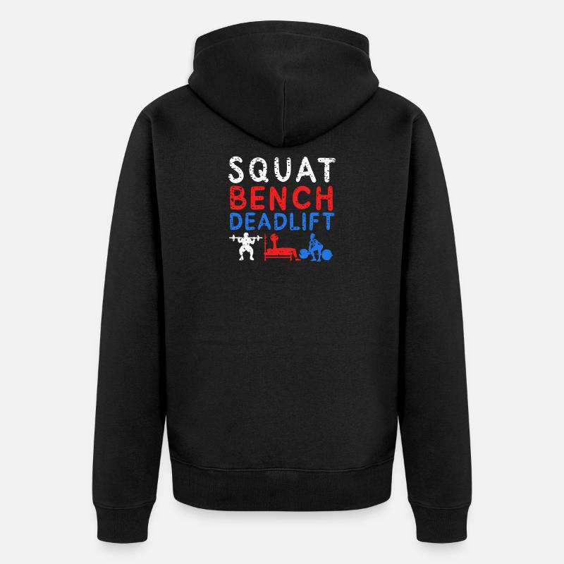 POWERLIFTING: Squat Bench - Unisex Premium Bio Zip Hoodie - Schwarz