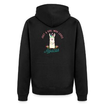 Cute Just A Girl Who Loves Alpacas - Unisex Premium Bio Zip Hoodie - Schwarz - Hinten - Nico (187cm)