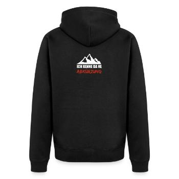 Ich kenne da ne Abkürzung Wandern Bergsteigen - Unisex Premium Bio Zip Hoodie - Schwarz - Hinten - Nico (187cm)