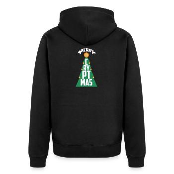 Bitcoin BTH Crypto Krypto Blockchain Hodl Hodler - Unisex Premium Bio Zip Hoodie - Schwarz - Hinten - Nico (187cm)