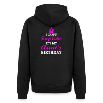 Je ne peux pas garder mon calme, c'est l'anniversaire de ma tante - Veste à capuche bio Premium Unisexe - noir - Dos - Nico (187cm)