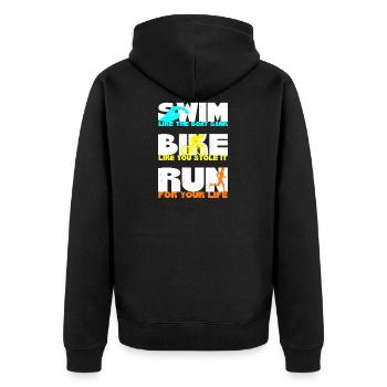 Swim Bike Run Triathlon Grunge - Veste à capuche bio Premium Unisexe - noir - Dos - Nico (187cm)