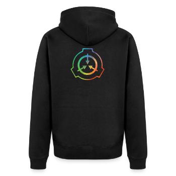Logo arc-en-ciel sécurisé contient protéger SCP Foundation - Veste à capuche bio Premium Unisexe - noir - Dos - Nico (187cm)