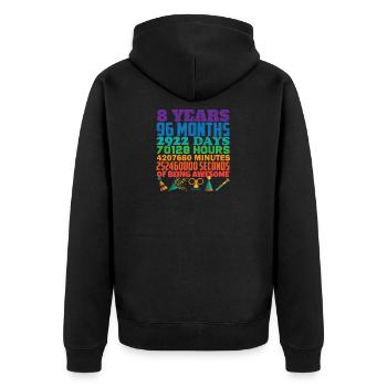 8th Birthday 8 Years Old Being Awesome - Unisex Premium Bio Zip Hoodie - Schwarz - Hinten - Nico (187cm)