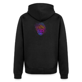 Fleurs et mandala de crâne de sucre coloré - Veste à capuche bio Premium Unisexe - noir - Dos - Nico (187cm)