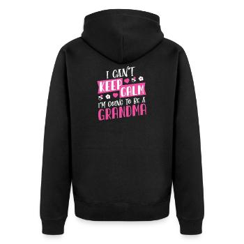 Expectant grandma gift idea - Unisex Premium Organic Zip Hoodie - black - Back - Nico (187cm)