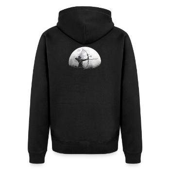 Bow archer moon - Unisex Premium Organic Zip Hoodie - black - Back - Nico (187cm)