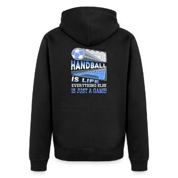Le handball, c'est la vie, tout le reste n'est qu'un jeu - Veste à capuche bio Premium Unisexe - noir - Dos - Nico (187cm)