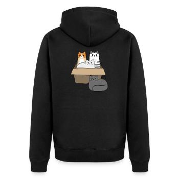 Katzen in einer Box - Unisex Premium Bio Zip Hoodie - Schwarz - Hinten - Nico (187cm)